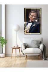 Atatürk Yapay Zeka Gerçek Cam Tablo , Modern Ev Ofis Salon Duvar Dekoru , Hediyelik Tablo