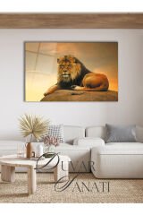 Aslan Kral Cam Tablo, Modern Ev Salon Ofis Dekorasyonu Hediyelik Büyük Duvar Dekoru