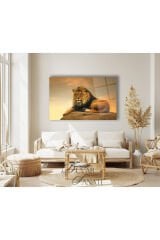 Aslan Kral Cam Tablo, Modern Ev Salon Ofis Dekorasyonu Hediyelik Büyük Duvar Dekoru