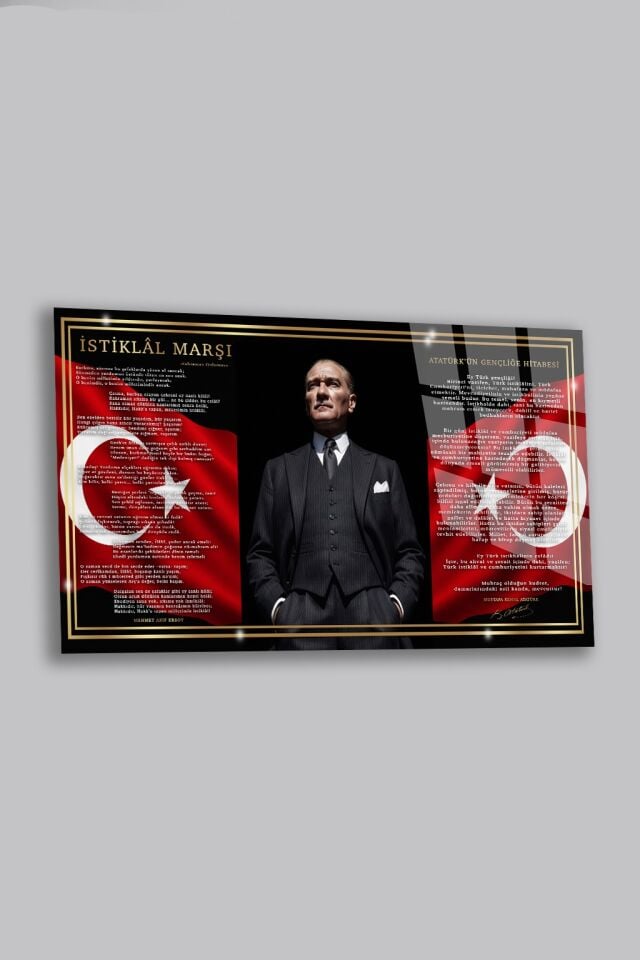 ATATÜRK İSTİKLAL MARŞI VE GENÇLİĞE HİTABE CAM TABLO