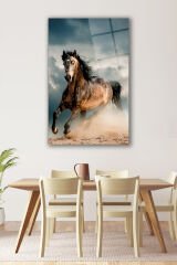 Koşan At Cam Tablo Ev Ofis Salon Hediyelik Büyük Tablo