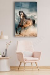 Koşan At Cam Tablo Ev Ofis Salon Hediyelik Büyük Tablo