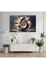 Soyut Siyah Beyaz Gold Cam Tablo, Modern Ev Ofis Salon Duvar Dekoru, Hediyelik Tablo Dekor