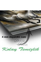 Soyut Vahşi At Yatay Cam Tablo, Modern Ev Ofis Salon Duvar Dekoru, Hediyelik Büyük Tablo Dekor