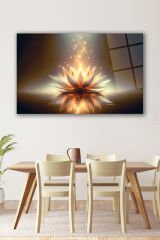 Soyut Gold Lotus Çiçeği Cam Tablo, Modern Ev Ofis Salon Duvar Dekoru, Hediyelik Büyük Tablo Dekor