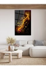 Soyut Geyik ve Kelebekler Dikey Cam Tablo, Modern Ev Ofis Salon Duvar Dekoru, Hediyelik Büyük Tablo