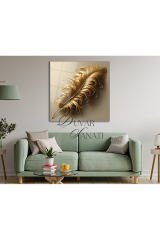 Soyut Sarı Tüy Modern Kare Cam Tablo Ev Ofis Salon Hediyelik Büyük Tablo Dekor