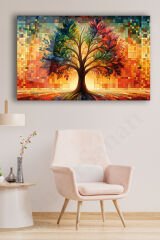 Hayat Ağacı Çok Renkli Modern Soyut Cam Tablo Ev Ofis Salon Hediyelik Soyut Büyük Tablo