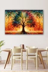 Hayat Ağacı Çok Renkli Modern Soyut Cam Tablo Ev Ofis Salon Hediyelik Soyut Büyük Tablo