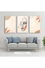 Soyut Kadın Üçlü Set Cam Tablo, Modern Ev Ofis Salon Duvar Dekoru Hediyelik Büyük Tablo Dekor