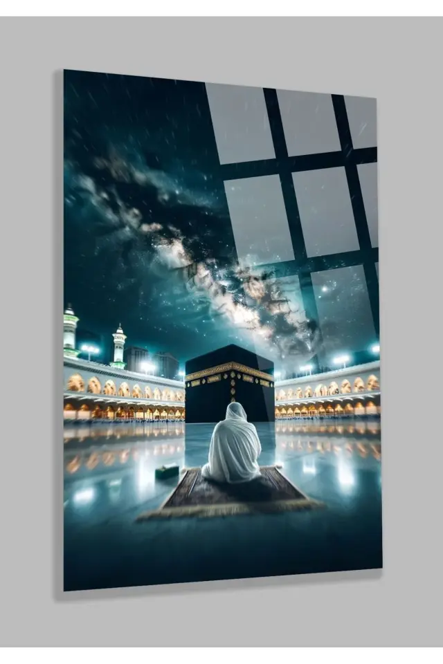 Kabede Namaz Kılan Adam 4mm Lüks Kırılmaz Temperli Yüksek Çözünürlüklü Cam Tablo