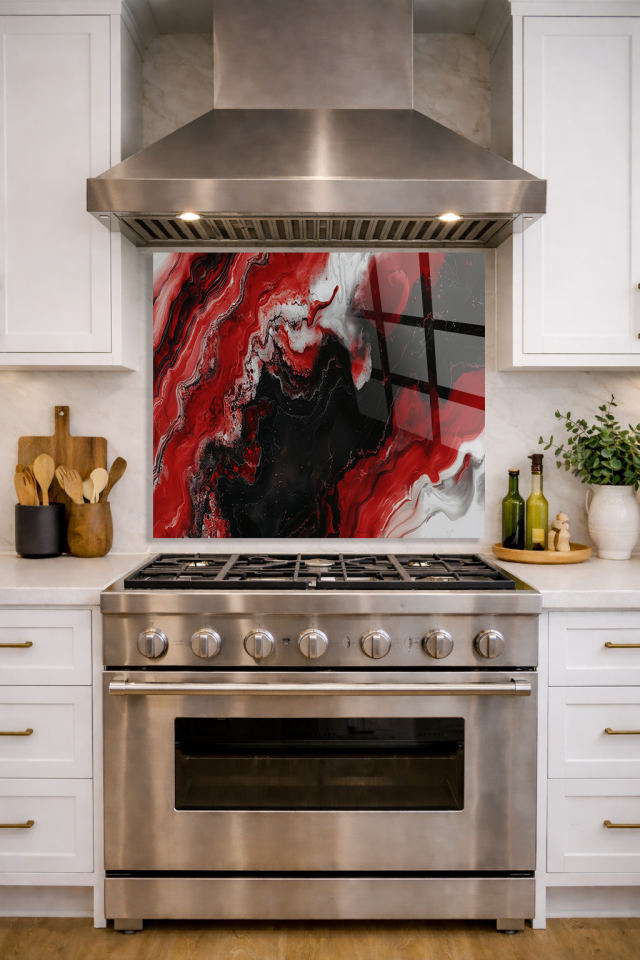 Premium Mutfak Cam Ocak Arkası Koruyucu Tezgah Ankastre Arkası Koruyucu I Mermer Tasarım