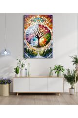 Hayat Ağacı Dört Mevsim Cam Tablo, Modern Ev Ofis Salon Duvar Dekoru Hediyelik Büyük Tablo Dekor