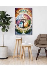 Hayat Ağacı Dört Mevsim Cam Tablo, Modern Ev Ofis Salon Duvar Dekoru Hediyelik Büyük Tablo Dekor