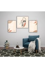Soyut Kadın Üçlü Set Cam Tablo, Modern Ev Ofis Salon Duvar Dekoru Hediyelik Büyük Tablo Dekor