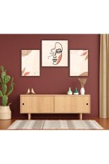 Soyut Kadın Üçlü Set Cam Tablo, Modern Ev Ofis Salon Duvar Dekoru Hediyelik Büyük Tablo Dekor