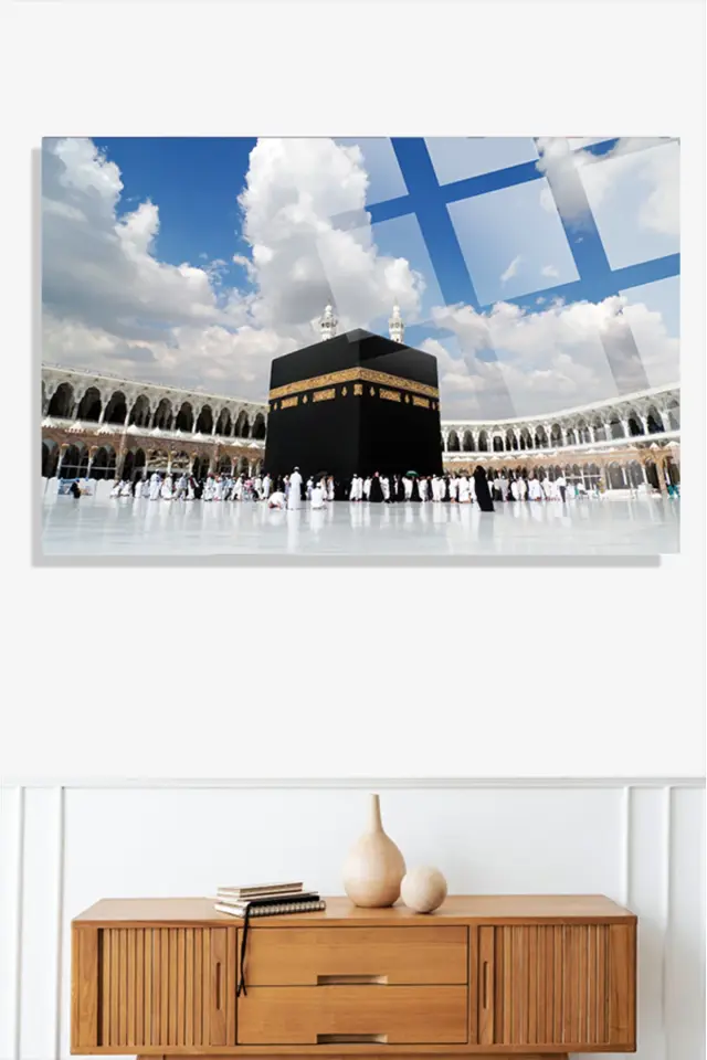 Kabe Hac Manzarası 4mm Lüks Kırılmaz Temperli Yüksek Çözünürlüklü Cam Tablo