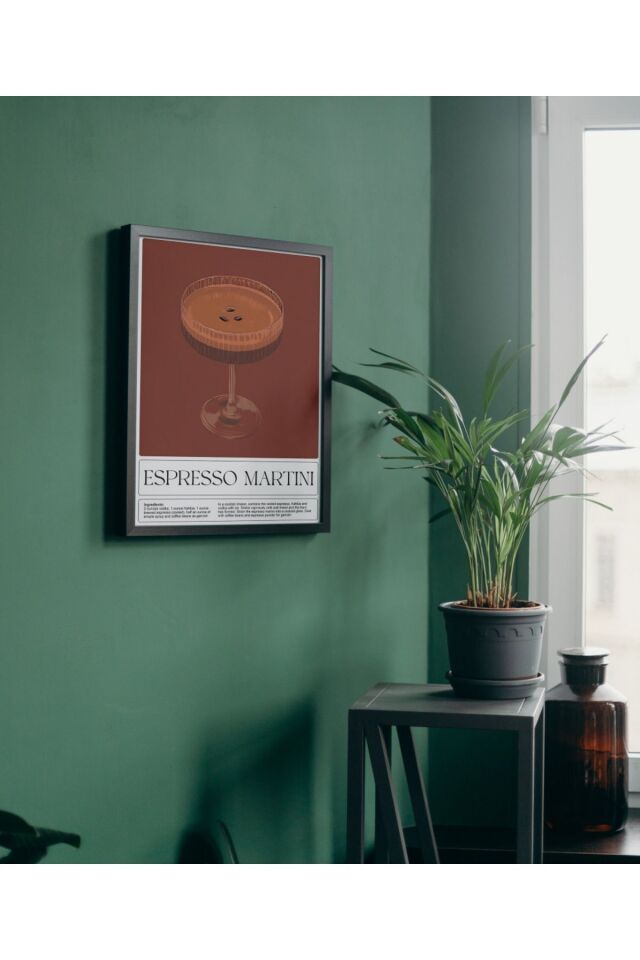 Çok Renkli - Espresso Martini Kokteyl Alkol İçki Poster Çerçeveli Hediyelik Dekorasyon Tasarım Tablo