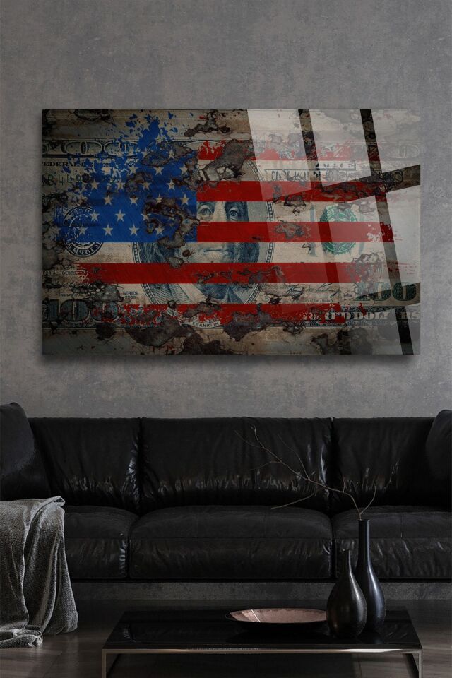 Amerikan Bayrağı Dolar Uv Baskılı Kırılmaz Cam Tablo, Ev Ve Ofis Yüksek Çözünürlüklü 4mm Cam Tablo kırmızı 8