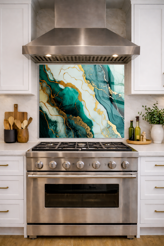 Premium Mutfak Cam Ocak Arkası Koruyucu Tezgah Ankastre Arkası Koruyucu | Mermer