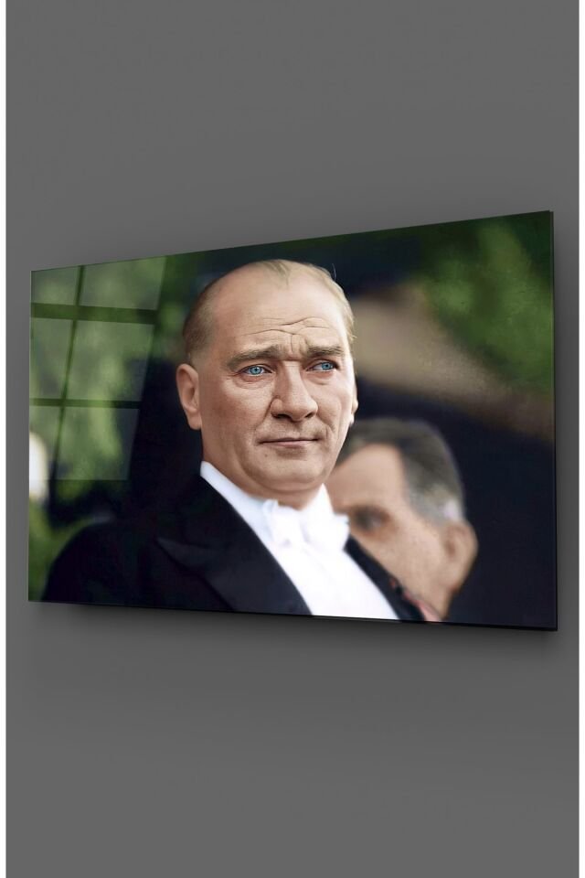 Atatürk Renkli Cam Tablo Renkli