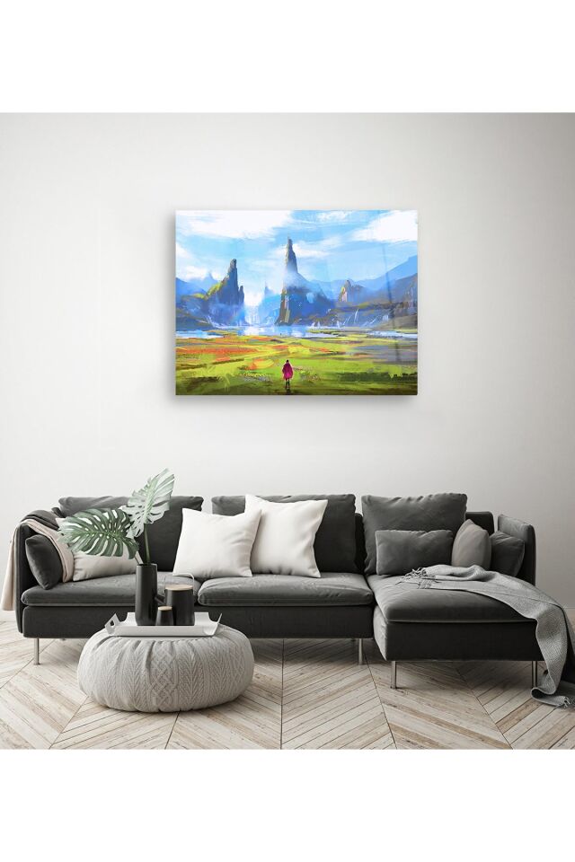 Doğa Suluboya Cam Tablo Renkli