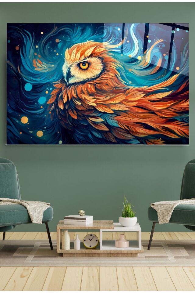 Baykuş Cam Tablo, Dekoratif Cam Tablo