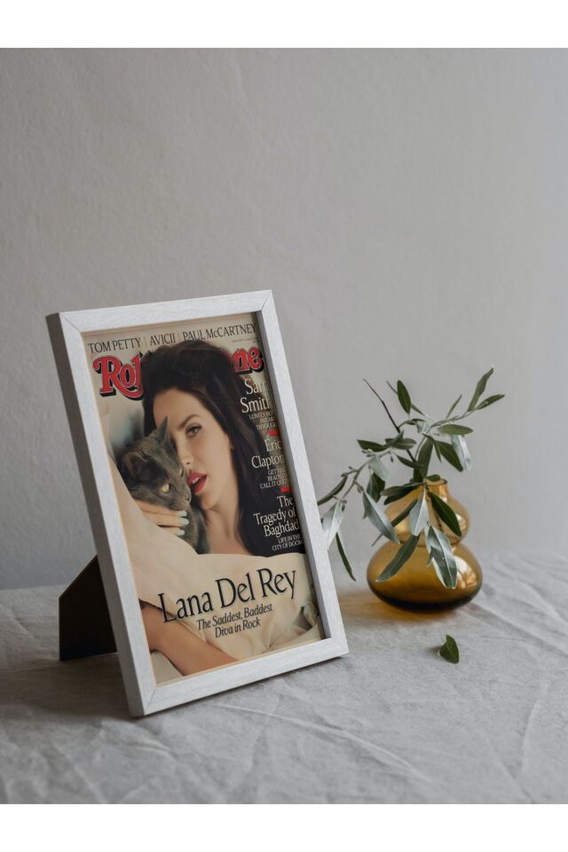 Çok Renkli - Lana Del Rey Rollingstone Dergi Poster Çerçeveli Hediyelik Dekorasyon Tasarım Tablo