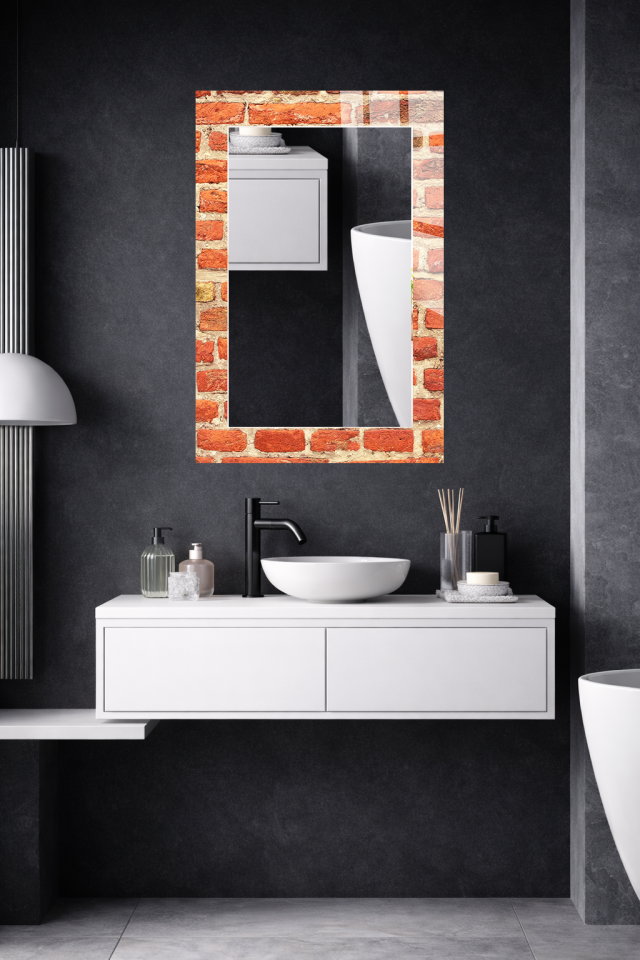 HEM TABLO HEM AYNA TUĞLA DUVAR VİNTAGE DOKU CAM DUVAR AYNASI EV DEKORU