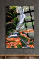 Sonbahar ve Şelale Kırılmaz Cam Tablo, Ev Ve Ofis Hediyesi Yüksek Çözünürlüklü 4mm Cam Tablo