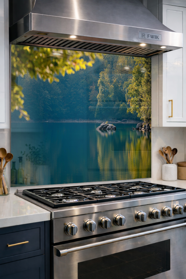 Premium Mutfak Cam Ocak Arkası Koruyucu Tezgah Ankastre Arkası Koruyucu | Manzara