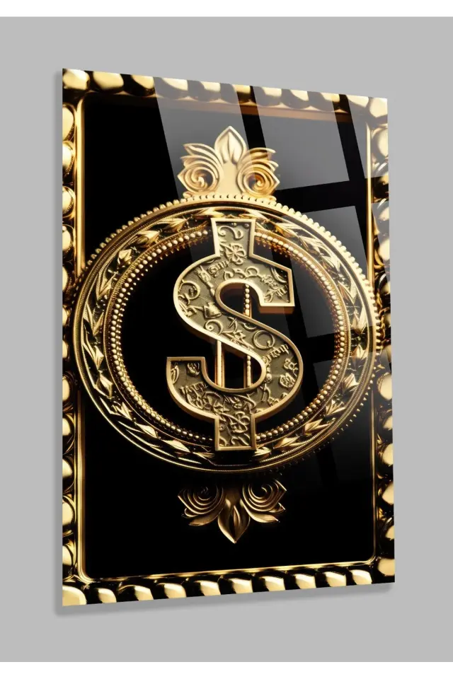 Gold Altın Dolar Uv Baskılı Kırılmaz Cam Tablo, Ev Ve Ofis Yüksek Çözünürlüklü 4mm Cam Tablo