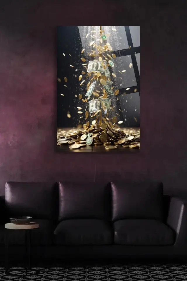 Altın ve Dolar Uv Baskılı Kırılmaz Cam Tablo, Ev Ve Ofis Yüksek Çözünürlüklü 4mm Cam Tablo