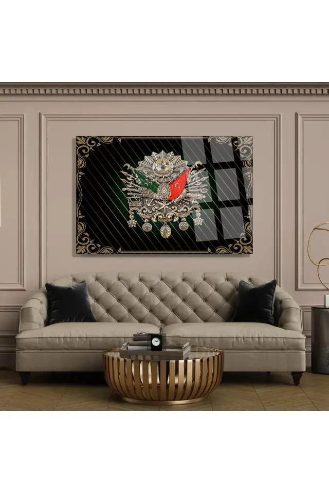 YATAY TABLO Osmanlı Tuğrası 4mm Kırılmaz Yüksek Çözünürlüklü Cam Tablo Ev, İşyeri, Ofis Hediyesi