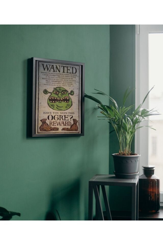 Çok Renkli - Shrek Wanted Have You Seen This Ogre Dekorasyon Poster Çerçeveli Yüksek Kaliteli Tasarım Tablo