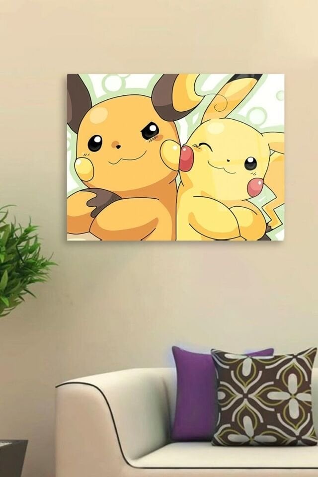 Pokemon Aşk Cam Tablo Renkli