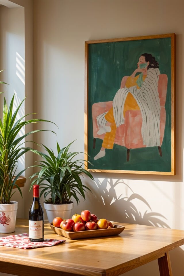 DOĞAL AHŞAP - Kahve Mutfak Dekoru Ahşap Çerçeveli Mutfak Duvar Tablosu