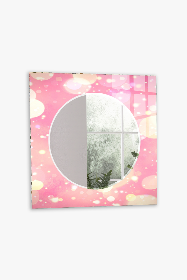 HEM TABLO HEM AYNA PEMBE IŞILTILI BOKEH DESEN CAM DUVAR AYNASI EV DEKORU