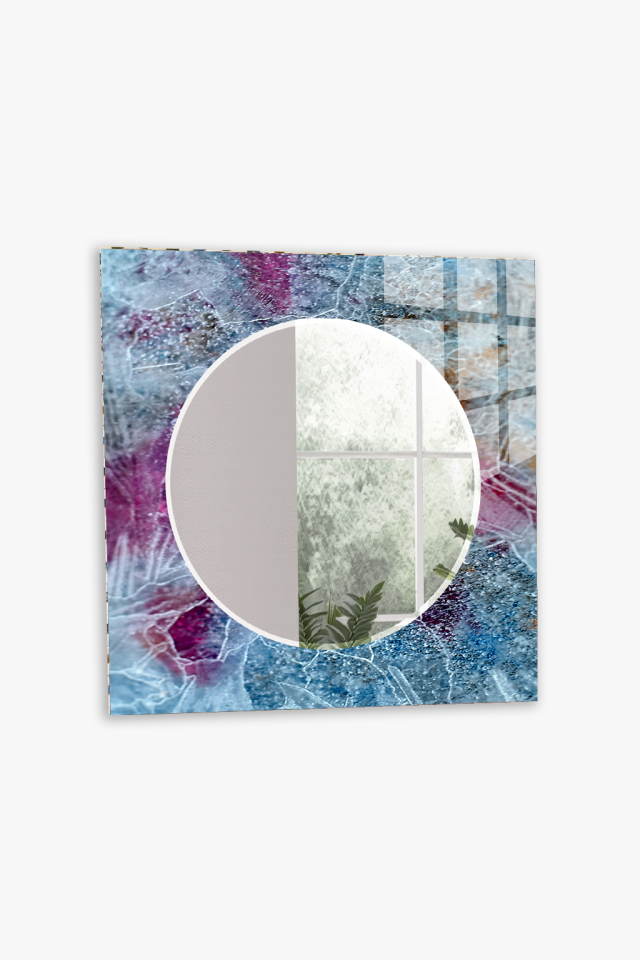 HEM TABLO HEM AYNA SOYUT MERMER DOKULU CAM DUVAR AYNASI EV DEKORU