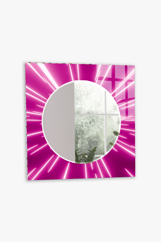 HEM TABLO HEM AYNA NEON IŞIK EFEKTLİ CAM DUVAR AYNASI EV DEKORU