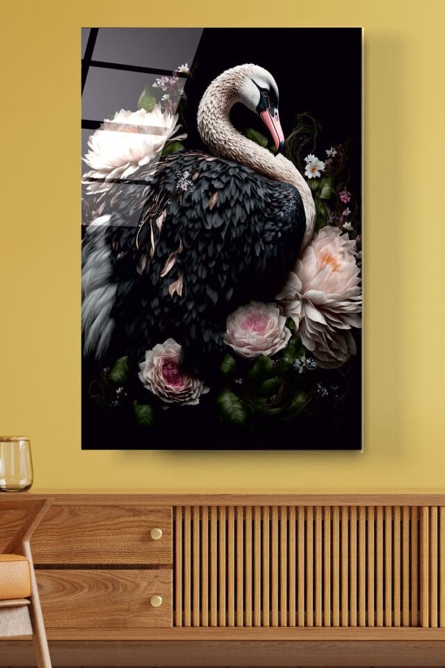 Kuğu Cam Tablo, Dekoratif Cam Tablo