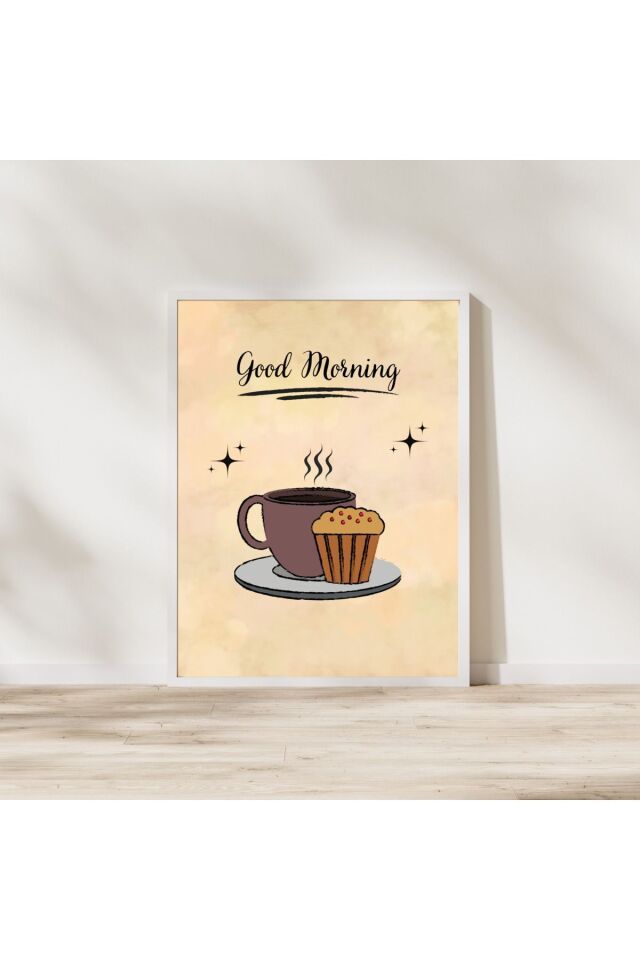 Çok Renkli - Coffee And Muffin Poster Çerçeveli Yüksek Kaliteli Tasarım Tablo