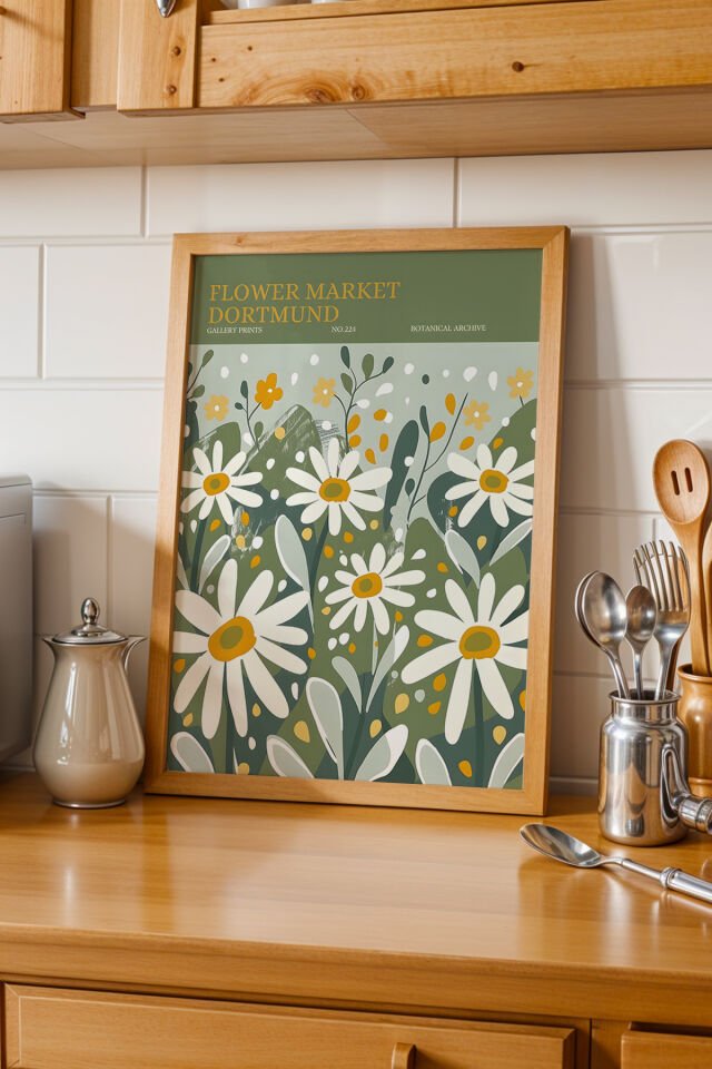 DOĞAL AHŞAP - Doğal Ahşap Çerçeveli DORTMUND Tablosu – Flowers Market