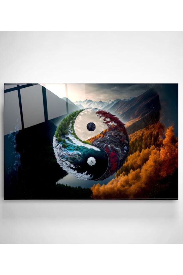 Yin Yang Cam Tablo, Dekoratif Cam Tablo