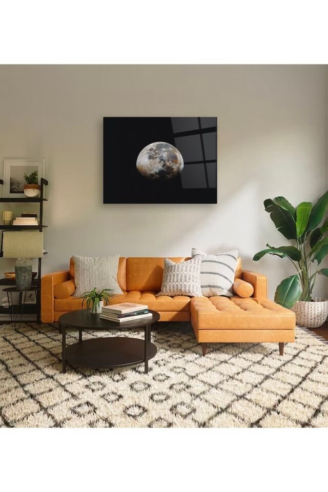 Ayın Diğer Yüzü Cam Tablo Renkli