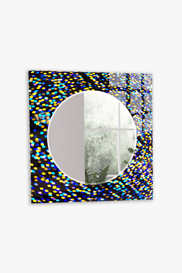 HEM TABLO HEM AYNA IŞILTILI BOKEH NOKTA DESEN CAM DUVAR AYNASI EV DEKORU