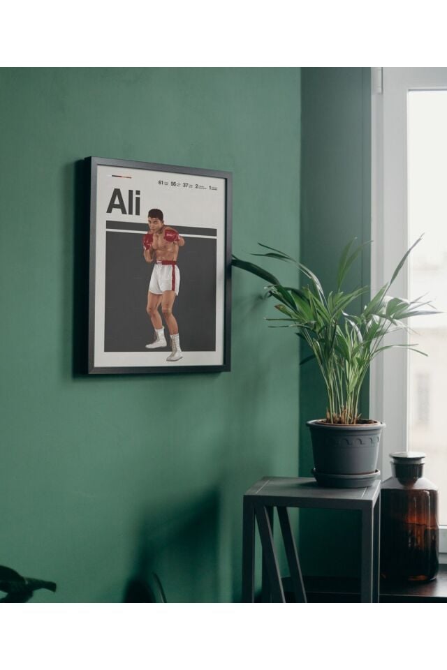 Çok Renkli - Muhammed Ali Boks Poster Çerçeveli Yüksek Kaliteli Tasarım Tablo