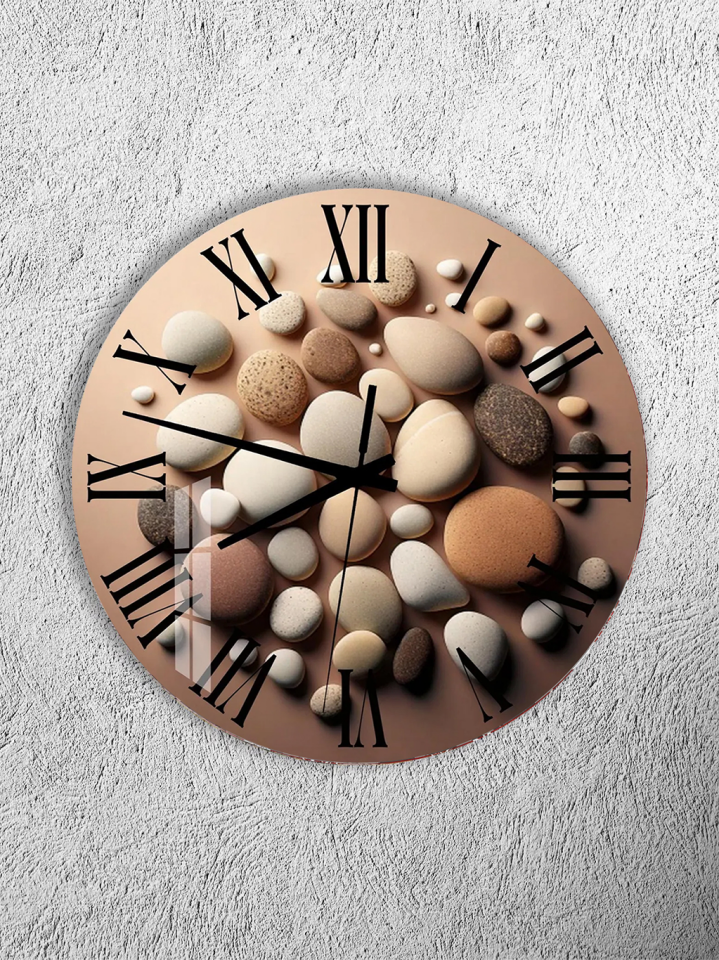 KIRILMAZ CAM DUVAR SAATİ, HEM TABLO HEM SAAT ZEN TAŞ DOĞAL DOKU TASARIM EV OFİS HEDİYESİ