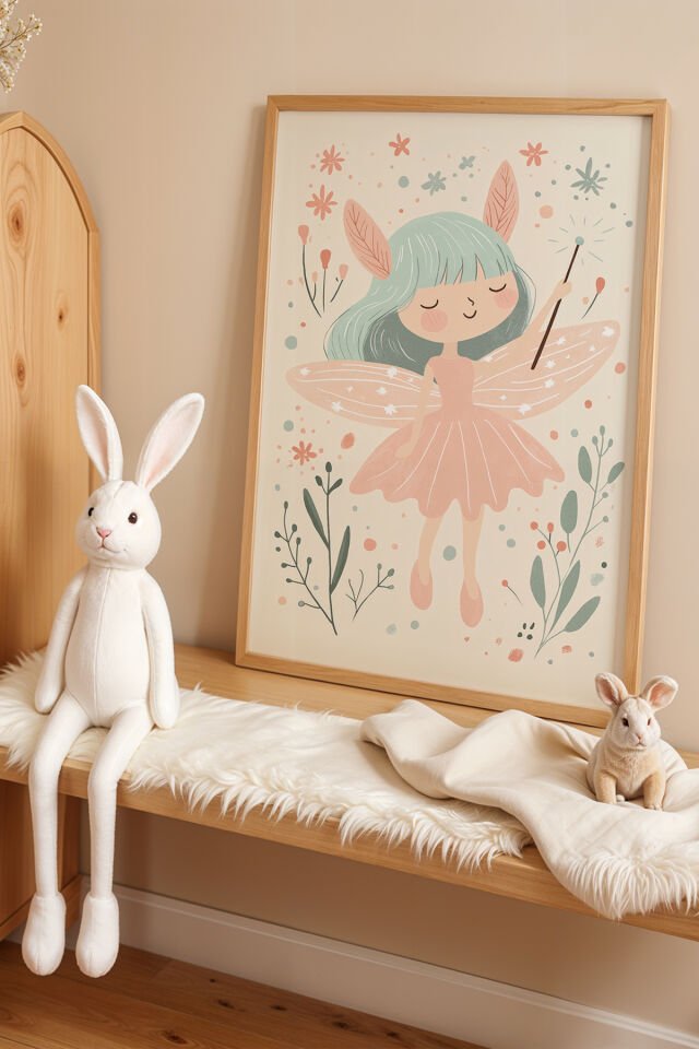 DOĞAL AHŞAP - Masal Perisi - Doğal Ahşap Çerçeveli Çocuk ve Bebek Odası Tablosu