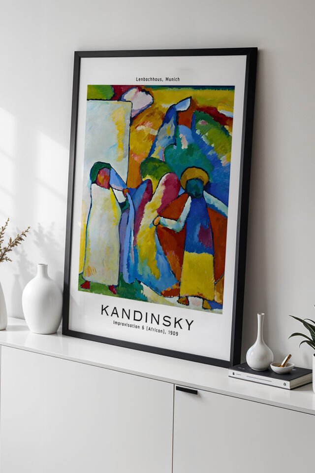 SİYAH - Wassily Kandinsky - Spiritüel Geometri - Ahşap Çerçeveli Duvar Tablosu